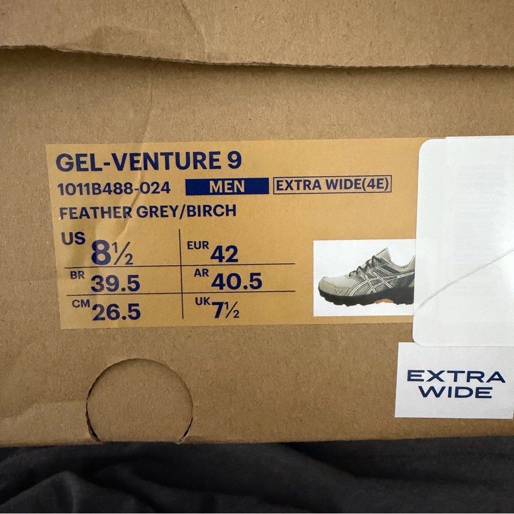 NWT/ASICS Men’s Gel-Venture 9/Extra Wide/Feather Grey/Birch/Size: 8 1/2 - Picture 13 of 13